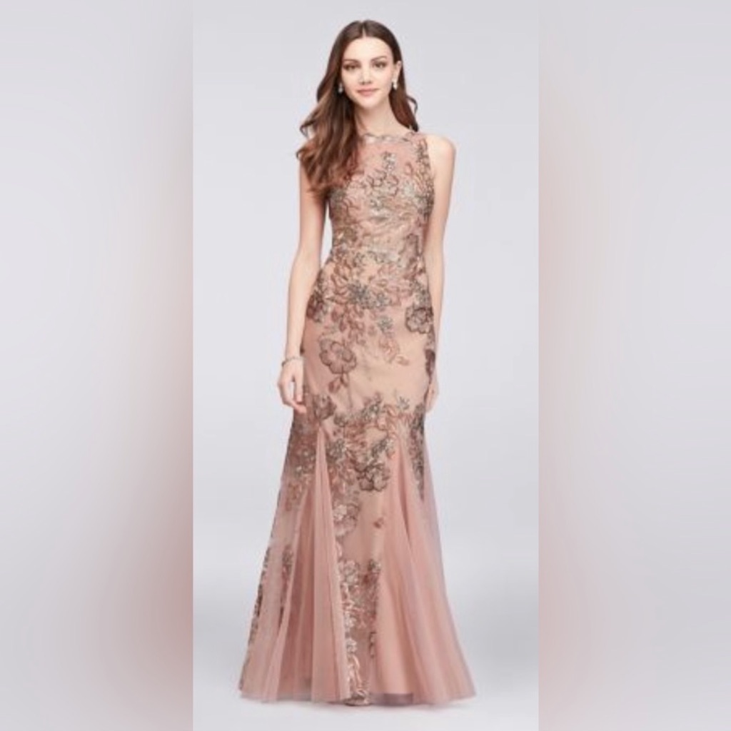 Bhldn Shannon Embroidered Floral Sheath Mermaid Style Gown